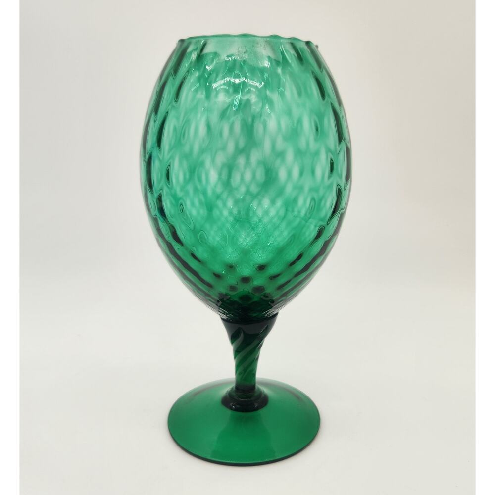 Italian Vintage 1960/1970s Empoli Jade Blue Green‎ Diamond Optic Balloon Glass